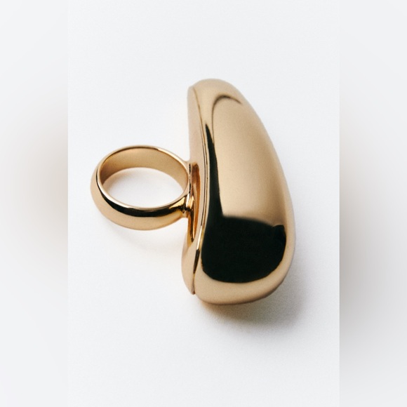 Zara Gold HORIZONTAL DROP RING NWT - Picture 9 of 9